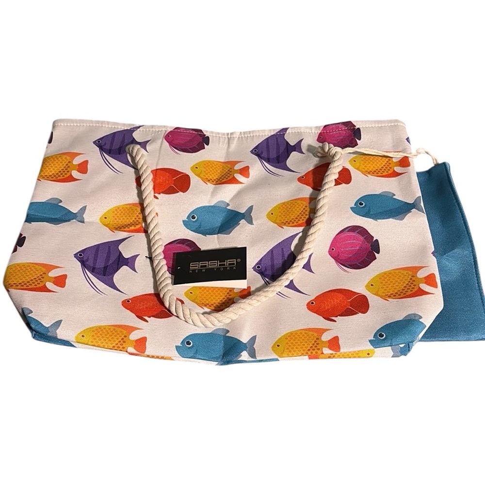 Sasha New York Tropical Fish Rope Handle Tote Bag - 100% Vegan Friendly